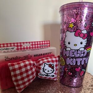 Hello Kitty, plush spa, headband, and tumbler
